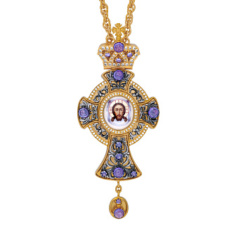 Крест наперсный №1449 / Фианиты / золочение, серебрение