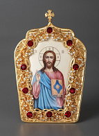 Икона настольная №12 финифть / золочение