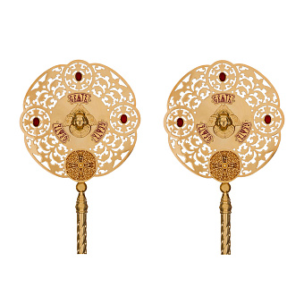 Рипида №10 штамповка золочение камни эмаль (пара) Рипида №10 штамповка золочение камни эмаль (пара)