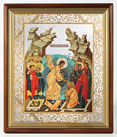 Икона в киоте 40х50 сложный, двойное тиснение Воскресение Христово