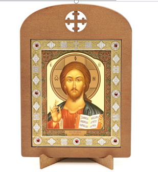 Икона 11x13 деревянная, вставка металл, Спаситель №28 Икона 11x13 деревянная, вставка металл, Спаситель №28