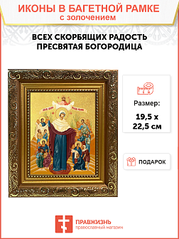 Икона Божией Матери "Всех Скорбящих Радость" с золочением поталью, 03010-УЛ