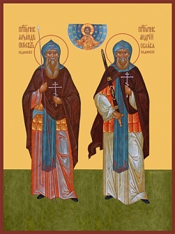 Икона Александр Пересвет и Андрей Ослябя святые воины