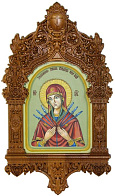 Рукописная икона ''Образ Божией Матери ''Умягчение злых сердец'' на кипарисе