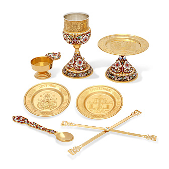 Потир 0.135л филигрань, эмаль / золочение / мельхиоровый стакан