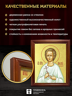 Икона Артемий Веркольский праведный с золочением, деревянная рамка со стеклом 15х18х2 см 034