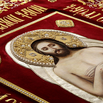 Плащаница выносная вышивка объемная автомат+ручная изображение живопись Спасителя Плащаница выносная вышивка объемная автомат+ручная изображение живопись Спасителя