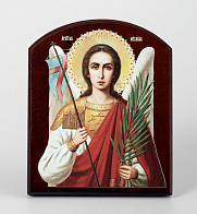 Икона на доске 10х12 объёмная печать, арочная, лак Архангел Михаил