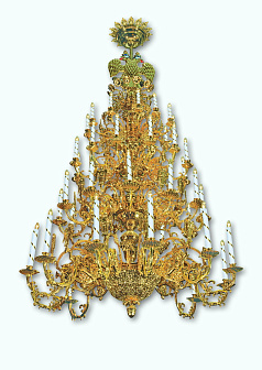 Паникадило 4 яруса 48 свечей с орлом золочение