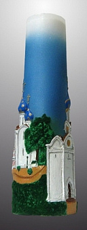 Свеча храмовая большая с Лаврой ручная роспись