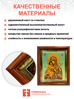 Икона Феодоровская Божия Матерь на холсте в киоте 1105