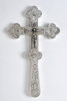Крест напрестольный водосвятный ручная гравировка серебро (УИН) Крест напрестольный водосвятный ручная гравировка серебро (УИН)