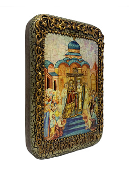 Настольная икона ''Воздвижение Святого Креста Господня'' на мореном дубе