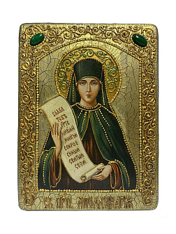 Настольная икона ''Святая преподобная Аполлинария Египетская'' на мореном дубе
