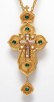 Крест наперсный филигрань №0015 двойной рант финифть / золочение