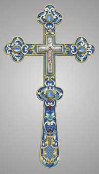 Крест напрестольный водосвятный финифть,филигрань,эмаль серебро