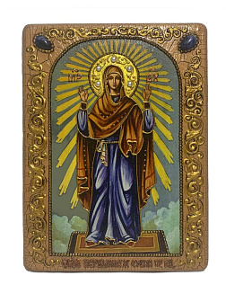 Настольная икона Божией Матери «Нерушимая Стена» на мореном дубе