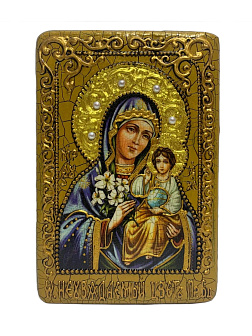 Икона Пресвятой Богородицы НЕУВЯДАЕМЫЙ ЦВЕТ (ПОДАРОЧНАЯ, РУЧНАЯ РАБОТА)