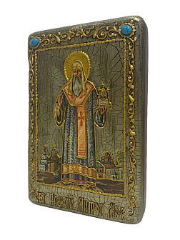 Настольная икона ''Святитель Алексий, митрополит Московский и всея России чудотворец'' на мореном ду