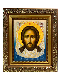 Икона Спас Нерукотворный на холсте в киоте 1130