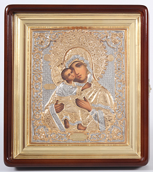 Икона живописная в киоте 22х26 масло, риза №250, киот №1 Владимирская БМ