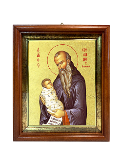 Икона "Стилиан Пафлагонский", св. прп., с золочением поталью, 09С10-УЛ Икона "Стилиан Пафлагонский", св. прп., с золочением поталью, 09С10-УЛ