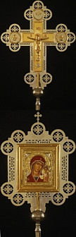 Крест-икона № 2-3 запрестольная двухст.с гальванопл.накл. никель ч/золочение