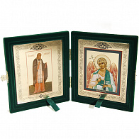 Складень (икона св. Ангел Хранитель и св. прп. Серафим Саровский)