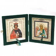 Складень (икона св. Ангел Хранитель и св. равноап. царица Елена)