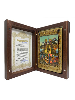 Настольная икона ''Святые преподобные Александр (Пересвет) и Андрей (Ослябя) Радонежские'' на морено