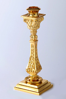 Подсвечник 1 свеча квадратный золочение Подсвечник 1 свеча квадратный золочение