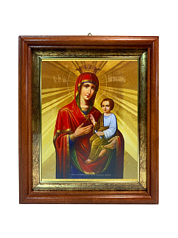 Икона Скоропослушница Божия Матерь на холсте в киоте 132