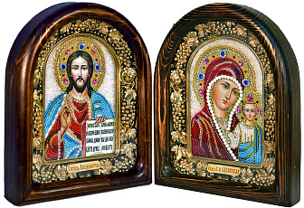 Православная икона ''Венчальная пара'' ручной работы