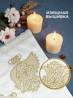 Рушник свадебный для венчания большие птицы золотой 42,5х140 см