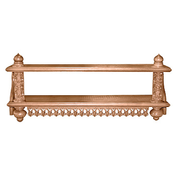 Полка для икон 2-х ярусная прямая низкая резная на стену