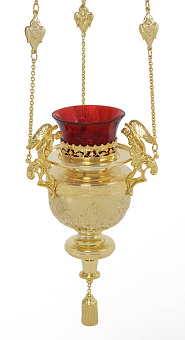 Лампада подвесная с ангелами золочение