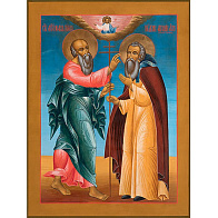 Икона Явление Апостола ИОАННА Богослова Преподобному АВРААМИЮ Ростовскому (РУЧНАЯ РАБОТА)