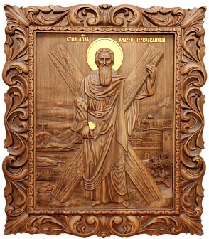 Икона резная Андрей Первозванный
