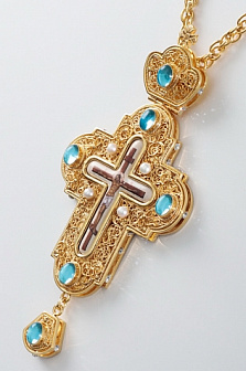 Крест наперсный филигрань №0018 финифть /золочение/