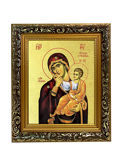 Икона Божией Матери "Отрада и утешение" (Ватопедская) с золочением поталью, 03054-УЛ Икона Божией Матери "Отрада и утешение" (Ватопедская) с золочением поталью, 03054-УЛ