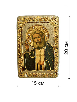 Икона ''Серафим Саровский'' из дуба ручной работы