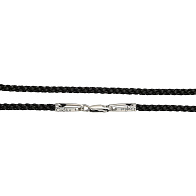 Шнур с концевиками, серебро 925° текстильный шнурок, серебро 925 пробы