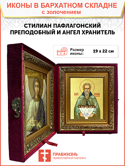 Икона "Стилиан Пафлагонский", св. прп., с золочением поталью, 09С9-УЛ Икона "Стилиан Пафлагонский", св. прп., с золочением поталью, 09С9-УЛ