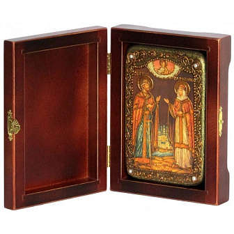 Икона ''Петр и Феврония'' из дуба ручной работы