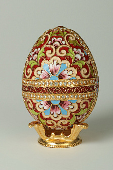 Яйцо пасхальное филигрань, эмаль, роспись, камни / золочение
