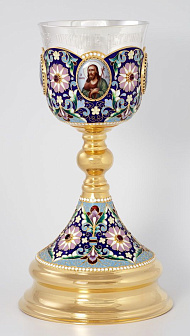 Потир 1.0л 4-финифти, филигрань, эмаль / золочение / серебряный стакан (УИН)