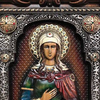 Икона Фотина Самарянка (Светлана), резная из дерева