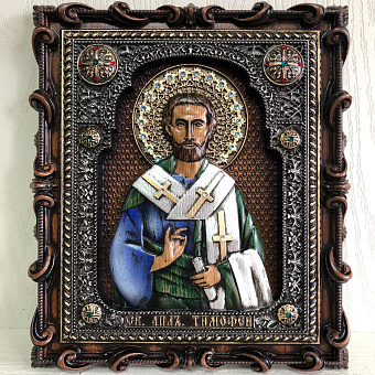 Икона Святой Апостол Тимофей, резная из дерева