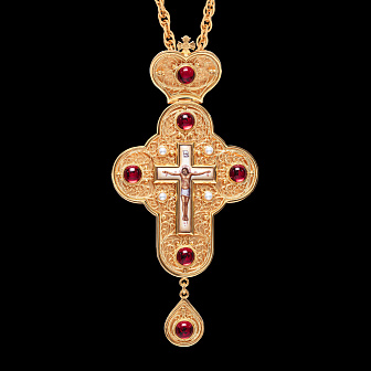 Крест наперсный филигрань №0045 двойной рант финифть / золочение