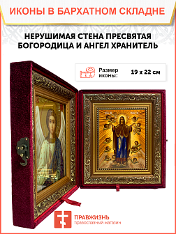 Икона Нерушимая Стена Божия Матерь на холсте в киоте 191
